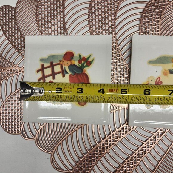 Dutch Child Wall Hanging Decorative Tiles Tulips Duck Decal Ceramic VTG Set - Picture 4 of 8